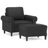 vidaXL Sill&oacute;n con taburete cuero sint&eacute;tico negro 60 cm
