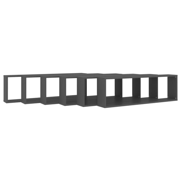 vidaXL Estantes cubo de pared 6 uds contrachapado gris 100x15x30 cm