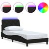 vidaXL Estructura cama con LED sin colch&oacute;n tela negro 90x200 cm