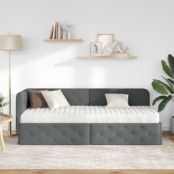 vidaXL Estructura de cama en esquina Gris oscuro 80 x 200 cm tela