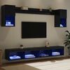 vidaXL Unidades de TV de Pared con LED con LED 6 pcs Roble Negro