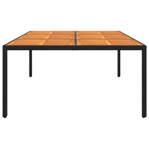 vidaXL Mesa jardín madera acacia ratán sintético negro 200x150x75 cm