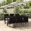 vidaXL Set de comedor de jard&iacute;n 7 pzas y cojines rat&aacute;n sint&eacute;tico negro