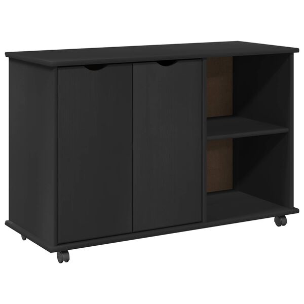 vidaXL Gabinete rodante Negro 100 x 39 x 65,5 cm Madera de Pino Macizo