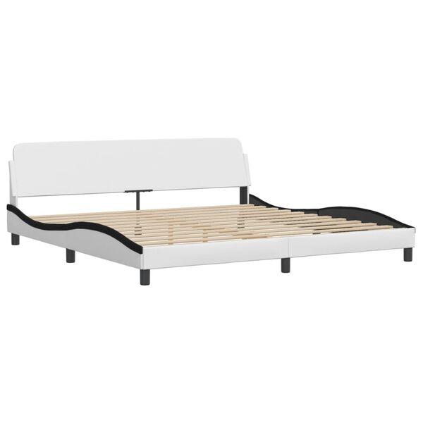 vidaXL Cama con colch&oacute;n Hvar cuero sint&eacute;tico blanco y negro 200x200 cm