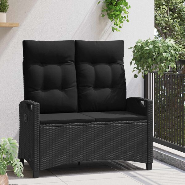 vidaXL Banco de jard&iacute;n Negro 105 x 60 x 112 cm Acero y Poli&eacute;ster