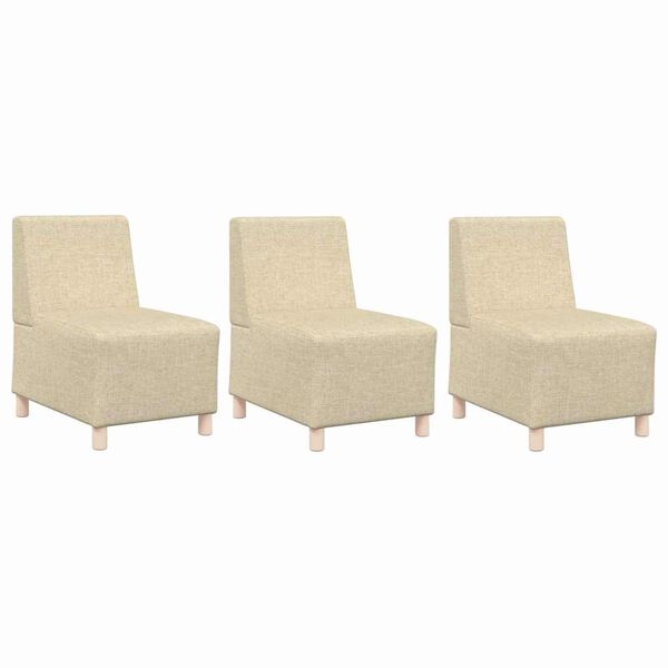 vidaXL Unidad de Sof&aacute; Modular sin Brazos 3 pcs Crema 55 x 74 x 82 cm
