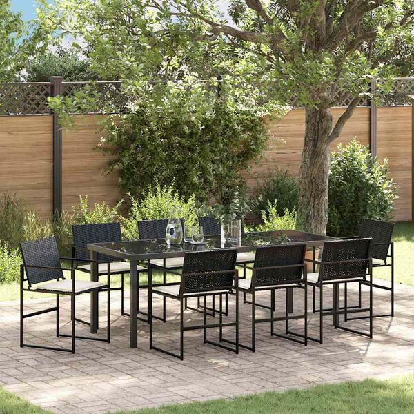 vidaXL Conjunto de Comedor de Jard&iacute;n 9 pcs Negro