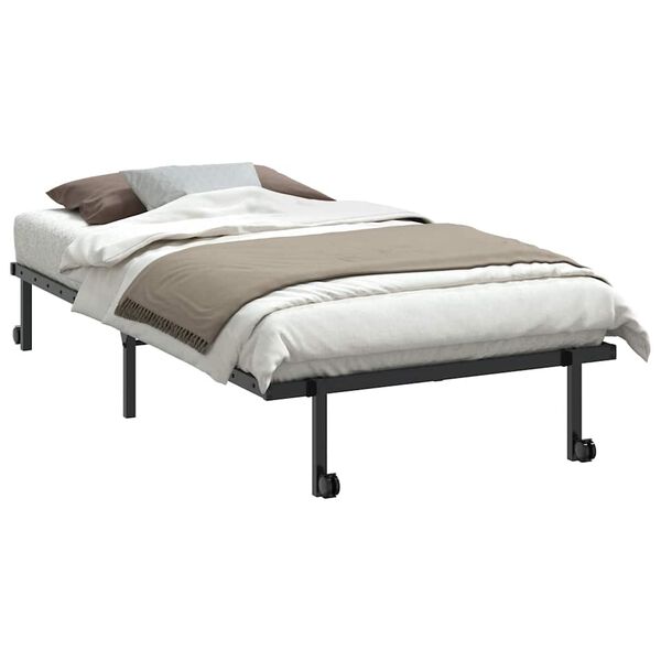 vidaXL Estructura de cama sin colchón plegable negro acero 100x190 cm
