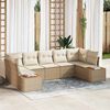 vidaXL Conjunto de sof&aacute; de jard&iacute;n 7 pcs Beige rat&aacute;n sint&eacute;tico