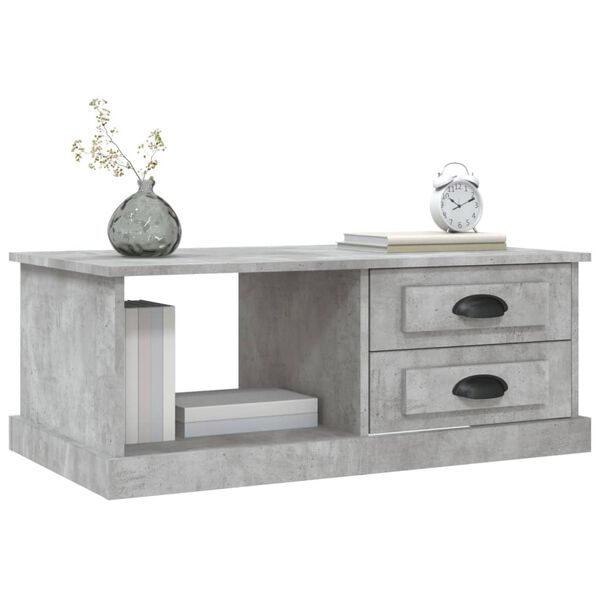 vidaXL Mesa de centro madera contrachapada gris hormigón 90x50x35 cm
