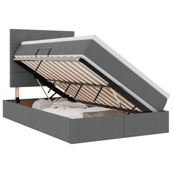 vidaXL Cama con almacenamiento y LED con LED Gris oscuro 120 x 190 cm