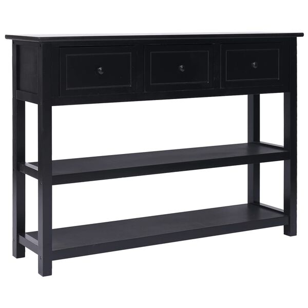 vidaXL Aparador madera maciza de paulownia negro 108x30x76 cm