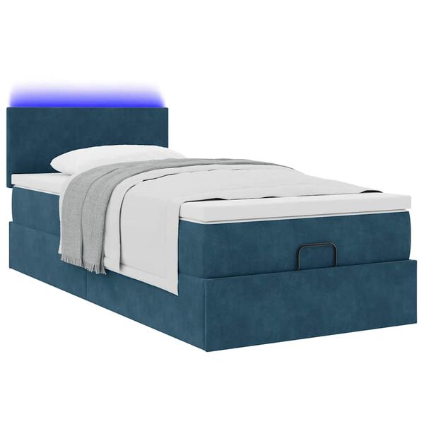 vidaXL Estructura de cama otomana colch&oacute;n terciopelo azul oscuro