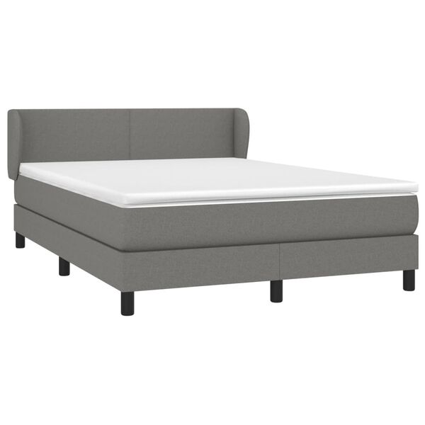 vidaXL Cama box spring con colch&oacute;n tela gris oscuro 140x200 cm