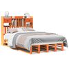 vidaXL Cama con estanter&iacute;a sin colch&oacute;n madera maciza marr&oacute;n 120x190 cm