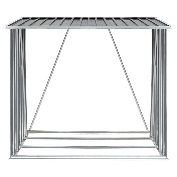 vidaXL Casetilla para le&ntilde;a acero galvanizado gris 163x83x154 cm