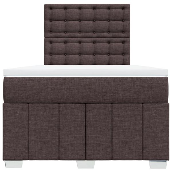 vidaXL Cama box spring con colch&oacute;n tela marr&oacute;n oscuro 120x190 cm