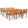 vidaXL Conjunto de comedor de jard&iacute;n de 7 piezas, 201,5 x 100 cm, madera maciza de acacia