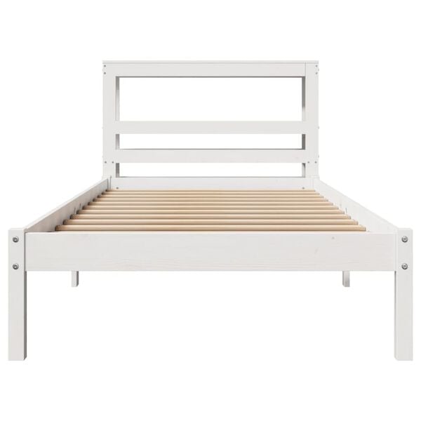 vidaXL Estructura de cama sin colch&oacute;n madera maciza blanca 90x190 cm