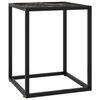 vidaXL Mesa de centro negra con vidrio de m&aacute;rmol negro 40x40x50 cm