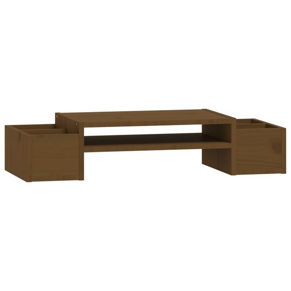 vidaXL Soporte de monitor madera maciza pino marrón miel 70x27,5x15 cm