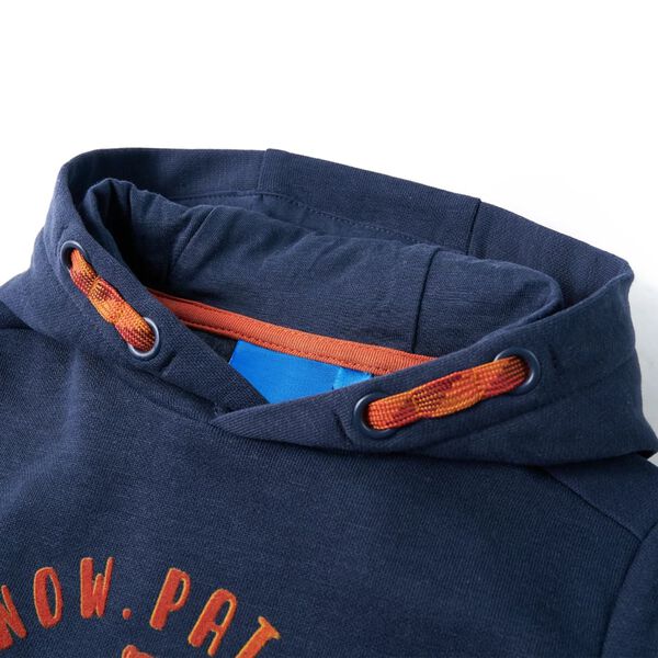 Sudadera infantil con capucha azul marino y naranja 104