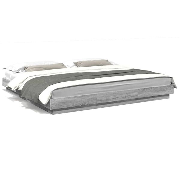 vidaXL Estructura de cama madera de ingenier&iacute;a gris Sonoma 200x200 cm