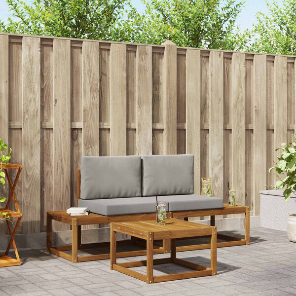 vidaXL Conjunto de sof&aacute;s de exterior con coj&iacute;n 3 pcs Natural