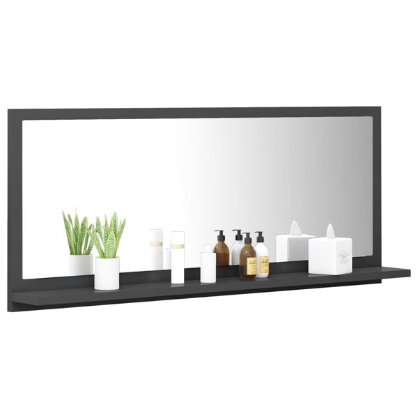 vidaXL Espejo de ba&ntilde;o madera contrachapada gris 90 x 10,5 x 37 cm