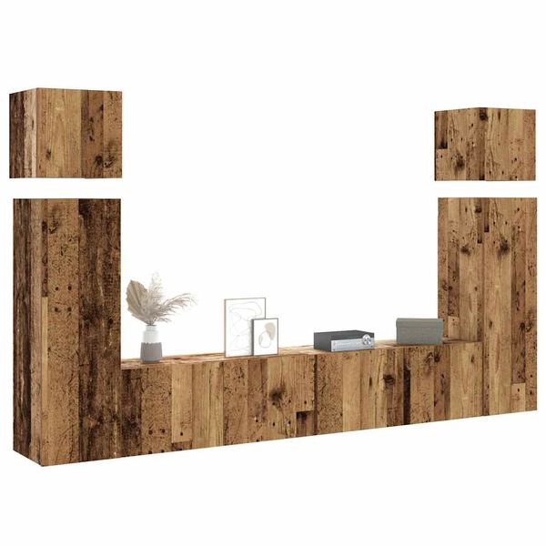 vidaXL Conjunto de mueble de TV 8 piezas montado la pared madera vieja