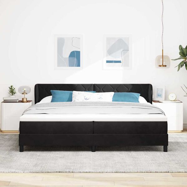 vidaXL Cama tipo Box Spring con colch&oacute;n Negro 200 x 200 cm Terciopelo