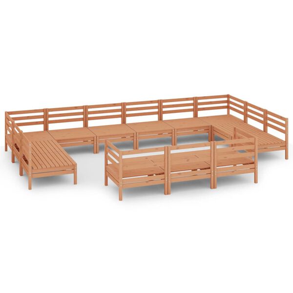 vidaXL Juego muebles de jard&iacute;n 13 pzas madera maciza pino marr&oacute;n miel