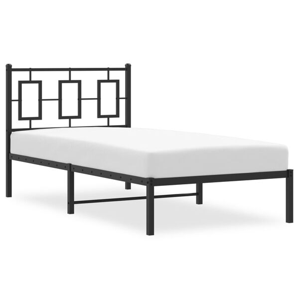vidaXL Estructura cama sin colch&oacute;n con cabecero metal negro 90x190 cm