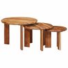 vidaXL Mesas de Caf&eacute; Nido 3 pcs Marr&oacute;n Madera de Acacia S&oacute;lida