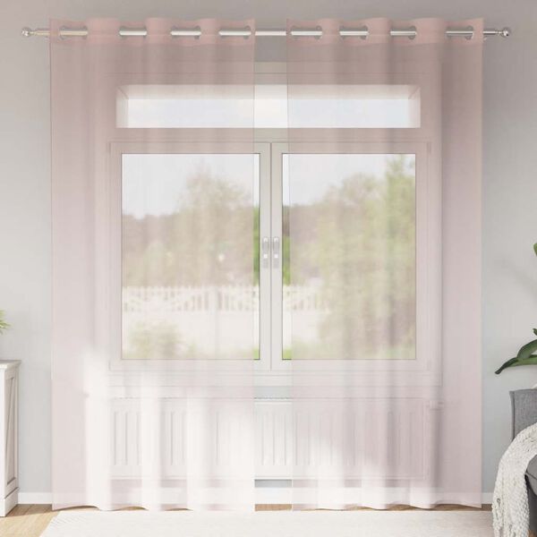 vidaXL Cortinas de gasa con ojales 2 uds rosa claro 140x225 cm