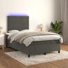 vidaXL Cama box spring colch&oacute;n y LED terciopelo gris oscuro 120x200 cm