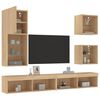 vidaXL Muebles TV pared con LED 5 pzas madera ingenier&iacute;a roble Sonoma