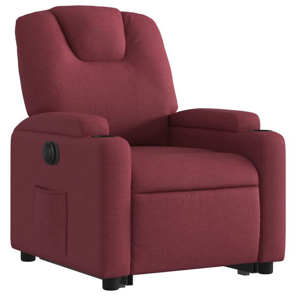 vidaXL Sill&oacute;n el&eacute;ctrico reclinable elevable de tela rojo tinto