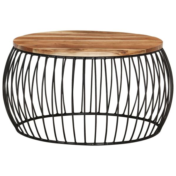 vidaXL Mesa de centro de madera maciza de acacia Ø68 cm