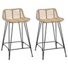 vidaXL Taburete de bar 2 uds. Natural 44 x 45 x 76 cm Rat&aacute;n y acero