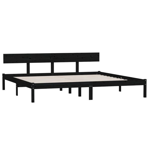vidaXL Estructura de cama doble sin colch&oacute;n madera maciza negro