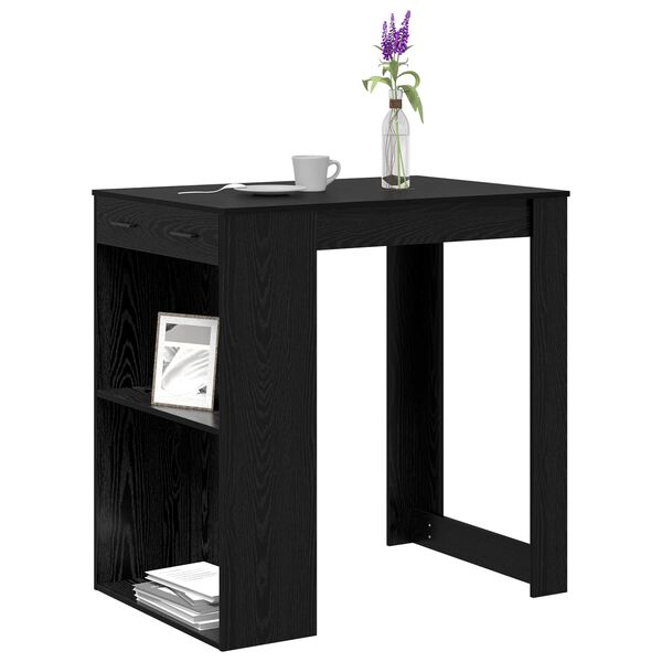 vidaXL Mesa de Bar con caj&oacute;n Roble Negro 102 x 70 x 103,5 cm
