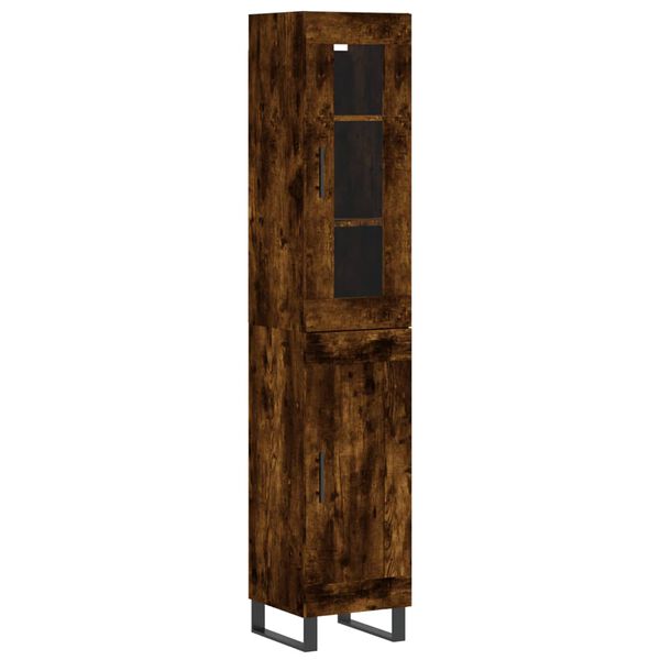 vidaXL Aparador de madera contrachapada roble ahumado 34,5x34x180 cm