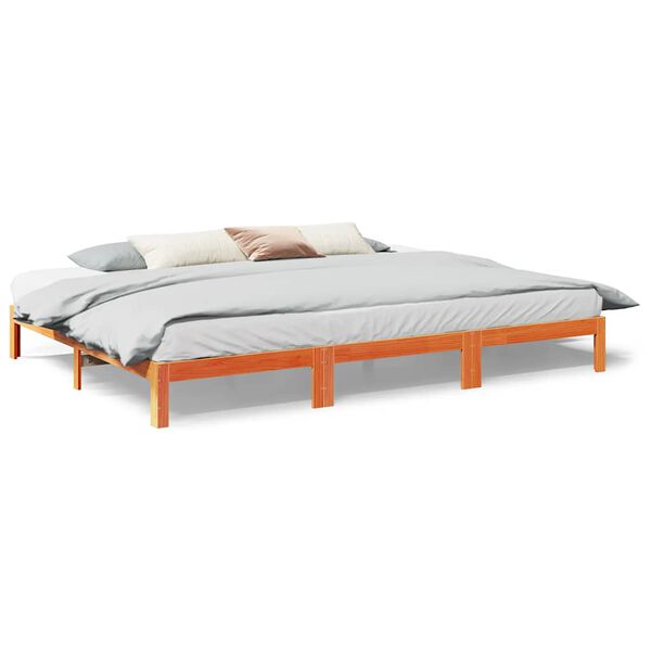 vidaXL Estructura cama familiar sin colch&oacute;n marr&oacute;n encerado 270x200 cm