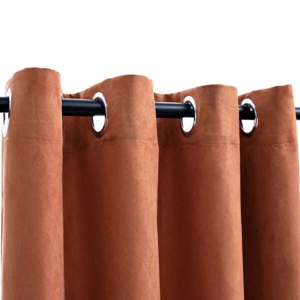 vidaXL Cortinas opacas anillas de metal 2 pzas color &oacute;xido 140x175 cm