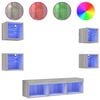 vidaXL Muebles TV pared con LED 7 pzas madera ingenier&iacute;a gris Sonoma