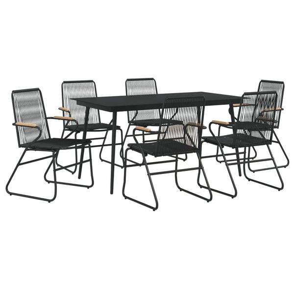 vidaXL Juego de comedor para jardín 7 piezas ratán PVC negro