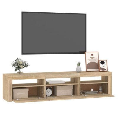 vidaXL Mueble de TV con luces LED roble Sonoma 180x35x40 cm