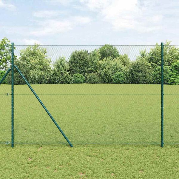 vidaXL Poste de Valla Verde 10 x 1,5 m (malla de 13 mm) Acero y PVC